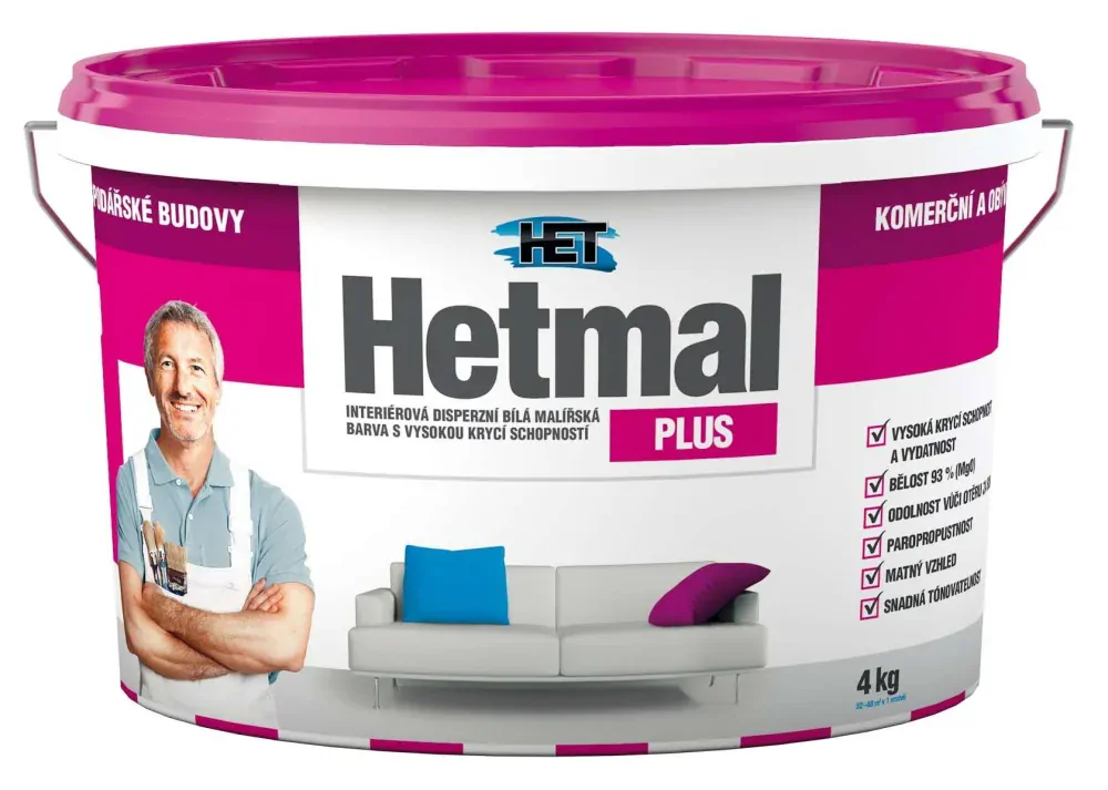 HET Hetmal 4 kg interiérová disperzní bílá barva