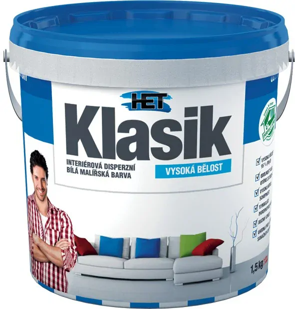 HET Klasik 1.5 kg interiérová disperzní vysoce bílá barva
